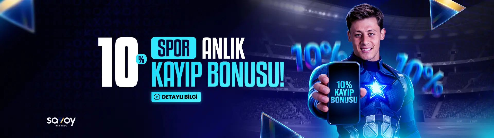 Savoy Betting spor bahislerinde %10 anlık kayıp bonusu promosyon görseli